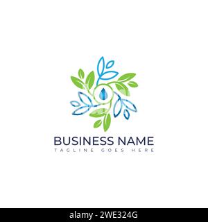 Illustration abstrakte Blume Resort Spa Logo Symbol, isoliert auf weißem Hintergrund. Natural Essence Logo und Symbol – Vektor-Illustration. Stock Vektor