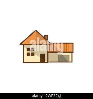 Haus-Cartoon isoliert auf weißem Hintergrund. Haus in flachem Stil. Vorderansicht modernes urbanes Haus Vektor-Illustration Stock Vektor
