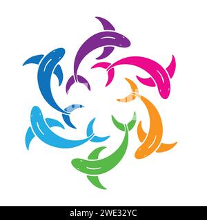 Fisch-Logo Bunte kreative Vektorsymbolabbildung, Ozean-Fisch-Logo-Design auf weißem Hintergrund Vektorabbildung Stock Vektor