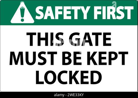 Sicherheitsschild, Tor Muss Verriegelt Bleiben Stock Vektor