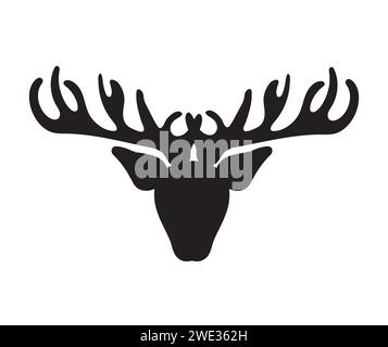 Silhouette eines Hirsches mit spreizendem Geweih. Vektorabbildung. Stock Vektor