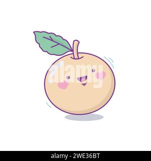 Niedlicher, lustiger Orangenfrucht-Charakter. Vektor Hand gezeichnet Cartoon Kawaii Charakter Illustration Icon. Isoliert auf weißem Hintergrund. Fröhliche orangene Figur Stock Vektor