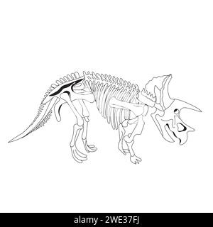 Triceratops Dinosaurierschädel im Doodle-Stil. Vektorabbildung. Stock Vektor