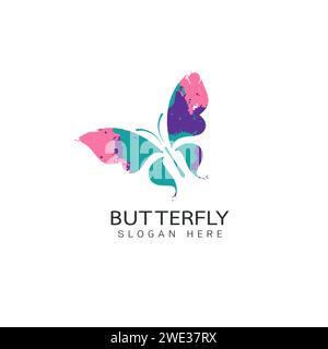 Stilisiertes Bild der Schmetterling-Logo-Vorlage auf weißem Hintergrund, Schmetterling Silhouette Logo isolieren Vektor-Illustration Stock Vektor