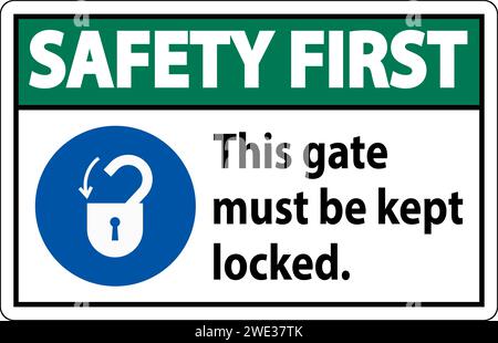 Sicherheitsschild, Tor Muss Verriegelt Bleiben Stock Vektor