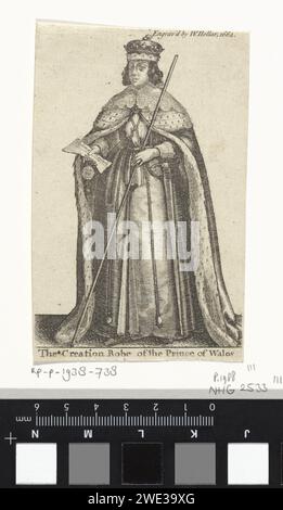 Zeremonielle Kleidung eines englischen Prinzen, Wenzel Hollar, um 1732 Druckpapier, das Adel und Patriziat ätzt; Ritterlichkeit, Ritterschaft. Kleidung für besondere Zwecke Stockfoto