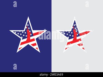 USA Icon Flaggensymbol Zeichen.Flagge der USA Icon in Sternform isoliert auf Vektorillustration Stock Vektor