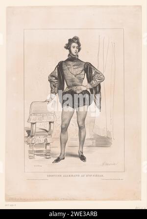 Porträt von Alfred de Musset in deutscher Tracht aus dem 16. Jahrhundert, Achille Devéria, in oder nach 1831 Druck Pariser Papier historische Personen Stockfoto