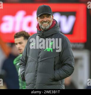 London, Großbritannien. Januar 2024 - AFC Bournemouth gegen Liverpool - Premier League - Vitality Stadium. Liverpool Manager Jurgen Klopp. Bildnachweis: Mark Pain / Alamy Live News Stockfoto