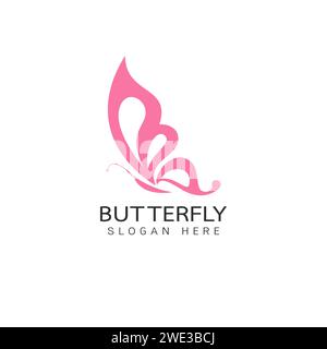 Stilisiertes Bild der Schmetterling-Logo-Vorlage auf weißem Hintergrund, Schmetterling Silhouette Logo isolieren Vektor-Illustration Stock Vektor