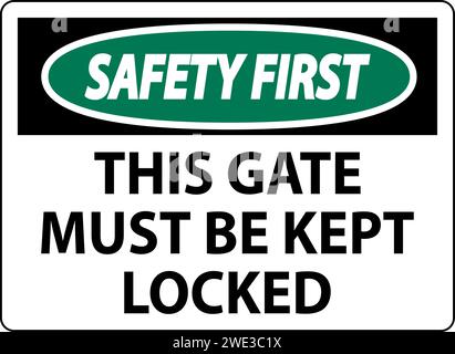 Sicherheitsschild, Tor Muss Verriegelt Bleiben Stock Vektor