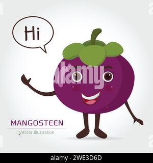 Mangostan Vektor Icon Cartoon Stil isoliert auf weißem Hintergrund. Mangostan, Frucht, Vektor flache Art Stock Vektor