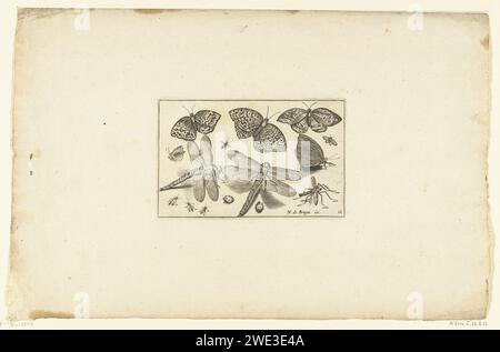 Schmetterlinge und Libellen, Anonym, nach Nicolaes de Bruyn, 1581 - 1652 Druck öffentliche Kopie der Drucke, die aus der Serie von Orn Cat I-37,11 Amsterdam (möglicherweise) Papierstich beschrieben wurden Stockfoto