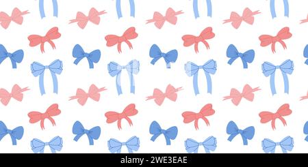Elegantes nahtloses Muster mit einfachen rosa und blauen Schleifen für Mode Textil oder Tapetenhintergrund. Vektor-Illustration für ein Baby enthüllen Stock Vektor