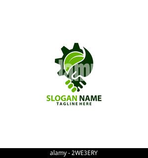 Logo mit „Shaking Hands“-Schriftzug „Green Industry“ Stock Vektor