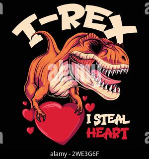 T rex Herz Liebe Symbol valentinstag Vektor Illustration für Ihre Firma oder Marke Stock Vektor