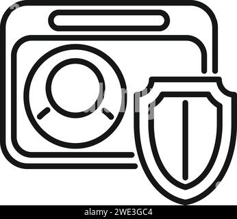 Konturvektor des Symbols für gesicherte Daten. Unternehmensgeschäft. Dokument schützen Stock Vektor