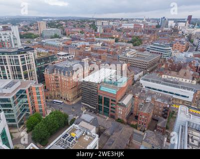 Luftbild vom Central Square, Whitehall QuayLeeds Stadtzentrum, Yorkshire, Großbritannien Stockfoto