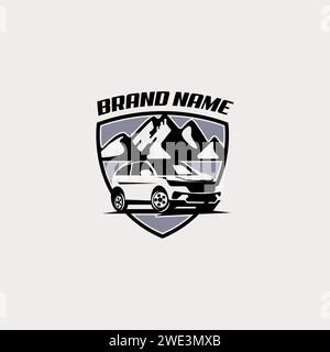 suv Car Mountain Logo Design Vektor Stock Vektor