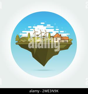 Natürliche Landschaft im Cartoon-Stil. Ein schöner Park. Umweltfreundliche natürliche Landschaft. Vektor-Illustration Stock Vektor