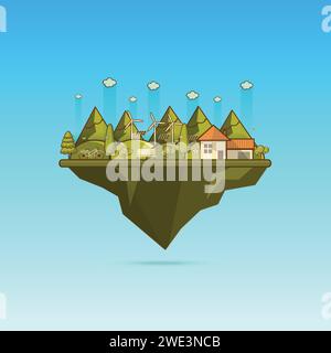 Natürliche Landschaft im Cartoon-Stil. Ein schöner Park. Umweltfreundliche natürliche Landschaft. Vektor-Illustration Stock Vektor