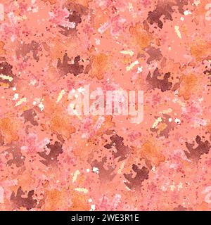 Handgemalte, nahtlose Muster Aquarellillustration Farbtöne herbstlicher roter Flecken und Spritzer Vorlagenstruktur, Basis für Ihr kreatives Design des Etiketts Stockfoto