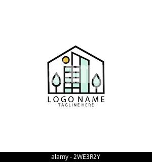 Design-Vektor des grünen Bürobereichs Stock Vektor