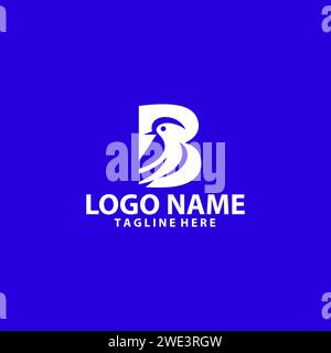Anfangsbuchstabe B Vogel einfaches Logo Design Vektor Stock Vektor
