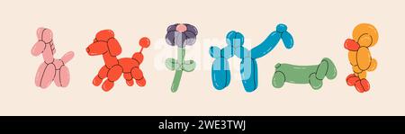 Verschiedene Ballontiere Sammlung Stock Vektor