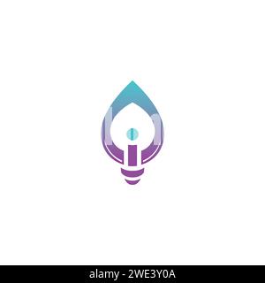Logo Der Wasserlampe. Ideenlogo. Wasserlogo mit Buchstabe I Stock Vektor