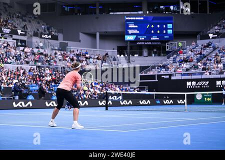 Paris, Frankreich. Januar 2024. Illustration während des Australian Open AO 2024 Grand Slam Tennis Turniers am 21. Januar 2024 im Melbourne Park in Australien. Quelle: Victor Joly/Alamy Live News Stockfoto