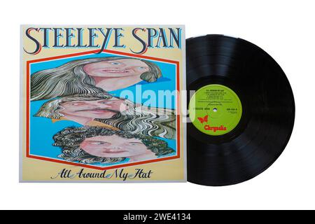 SteelEye Span All Around My hat Vinyl-Album-Cover isoliert auf weißem Hintergrund - 1975 Stockfoto