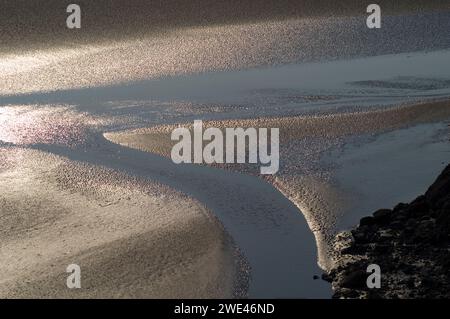 Ein abendlicher Blick über den Sand von Morecambe Bay vom National Trust Hotel Jack Scout. (14,6,2003) Stockfoto