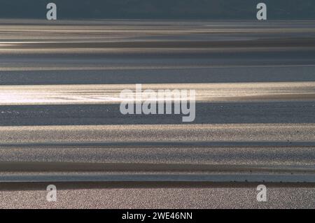 Ein abendlicher Blick über den Sand von Morecambe Bay vom National Trust Hotel Jack Scout. (14,6,2003) Stockfoto