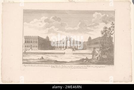 Blick auf die Gemeinden des Neuen Palais, im Park von Slot Sanssouci, Anonym, 1769 - 1774 Druck oben rechts: 63. Papierätzung / Gravur Schloss Neues Schloss Stockfoto