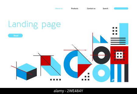 Business Landing Page, modernes abstraktes geometrisches bauhausmuster. Vektor-Webbanner, das kreatives Design und Funktionalität für ein fesselndes Benutzererlebnis kombiniert, spiegeln Innovation und Professionalität wider Stock Vektor