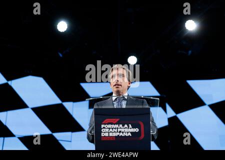 MADRID, SPANIEN - 23. JANUAR: Bürgermeister von Madrid Jose Luis Martinez Almeida während der Präsentation des Formel-1-Grand-prix, der ab 2026 in Madrid stattfindet Credit: Guille Martinez/AFLO/Alamy Live News Stockfoto