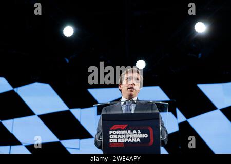 MADRID, SPANIEN - 23. JANUAR: Bürgermeister von Madrid Jose Luis Martinez Almeida während der Präsentation des Formel-1-Grand-prix, der ab 2026 in Madrid stattfindet Credit: Guille Martinez/AFLO/Alamy Live News Stockfoto