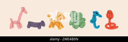 Verschiedene Ballontiere Sammlung Stock Vektor