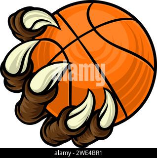 Basketball Ball Kralle Cartoon Monster Animal Hand Stock Vektor