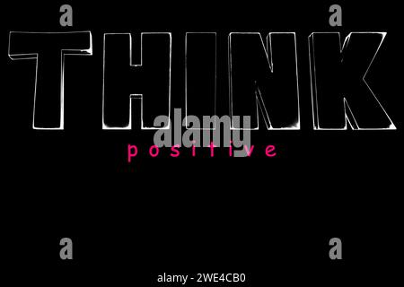 Positiver Text, positiver Lebensstil, motivierendes Zitat, inspirierende Wörter Typografie Druck, optimistisches Posterdesign, Konzept für psychische Gesundheit Stockfoto