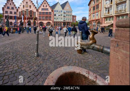 Blick auf den Stadtplatz Romerberg in Frankfurt, Deutschland Stockfoto