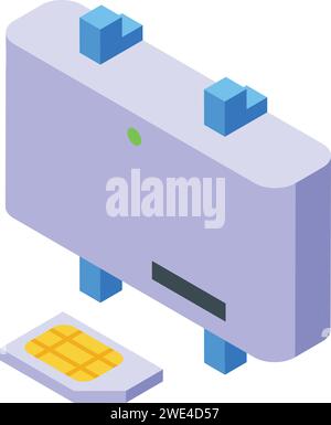 SIM gps Tracker Symbol isometrischer Vektor. Mobiles Reisen. Übergeordnete Steuerung Stock Vektor