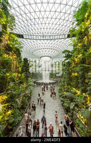 Singapur - August 29,2023: Der Jewel Changi Airport ist ein naturbelassener Unterhaltungs- und Einzelhandelskomplex, der von einem Passagier umgeben ist und mit ihm verbunden ist Stockfoto