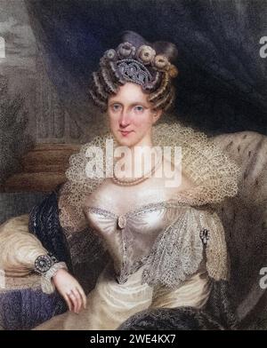 Amelia Adelaide Louise Therese Caroline von Sachsen-Coburg Meiningen 1792 bis 1849 Tante von Königin Victoria, Königin von Wilhelm IV Von England, Historisch, digital restaurierte Reproduktion von einer Vorlage aus dem 19. Jahrhundert, Datum nicht angegeben Stockfoto