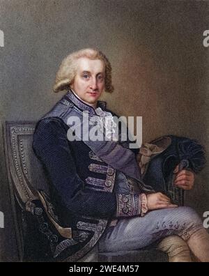 Admiral George Brydges Rodney 1. Baron Rodney of Stoke Rodney 1718 bis 1792 englischer Admiral, Historisch, digital restaurierte Reproduktion von einer Vorlage aus dem 19. Jahrhundert, Datum nicht angegeben Stockfoto