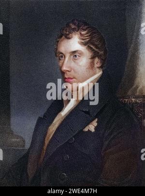 George Hamilton Gordon 4. Earl of Aberdeen 1784 bis 1860 schottischer Tory Peelite und Premierminister des Vereinigten Königreichs von 1852 bis 1855, Historisch, digital restaurierte Reproduktion von einer Vorlage aus dem 19. Jahrhundert, Datum nicht angegeben Stockfoto