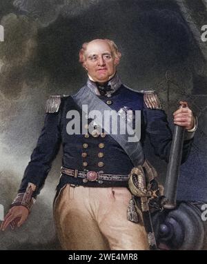 Sir Thomas Masterman Hardy 1769 bis 1839 Vizeadmiral englischer Marineoffizier, Historisch, digital restaurierte Reproduktion von einer Vorlage aus dem 19. Jahrhundert, Datum nicht angegeben Stockfoto