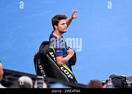 Melborune, Australien. Januar 2024. Miomir Kecmanovic während der Australian Open 2024, Grand Slam Tennis Turnier am 22. Januar 2024 im Melbourne Park in Australien. Quelle: Abaca Press/Alamy Live News Stockfoto