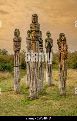 Statuen im Wat Tyler Centre im war Tyler Country Park Basildon Essex Stockfoto